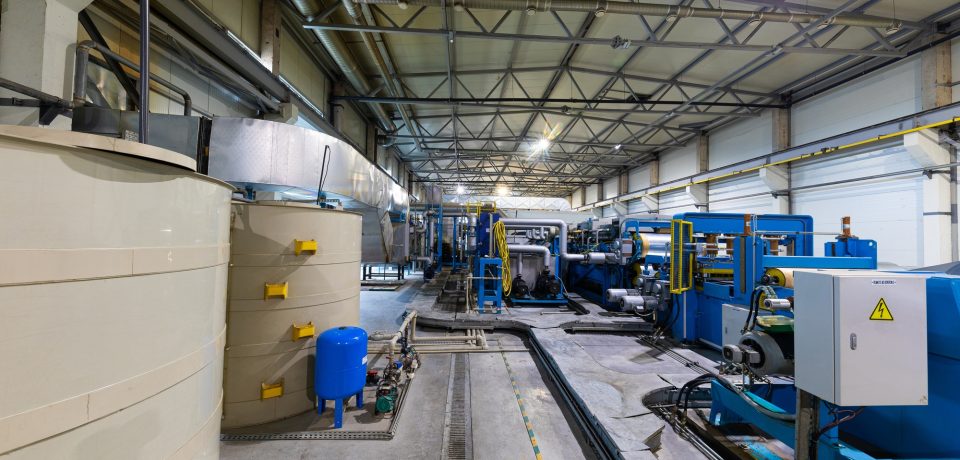 Industrial zone, Steel pipelines, valves and pumps